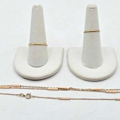 #595 • 14k Gold Rings & Broken Necklace, 5.9g
