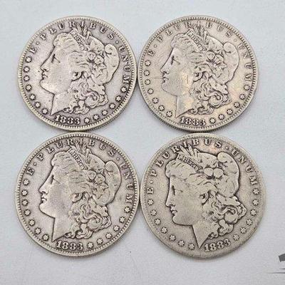 #1388 • (4) 1883 S Mint Morgan Silver Dollars
