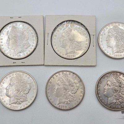 #1378 • (6) 1878 S Mint Morgan Silver Dollars
