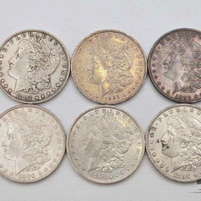 #1366 • (6) 1892&1896 P Mint Morgan Silver Dollars
