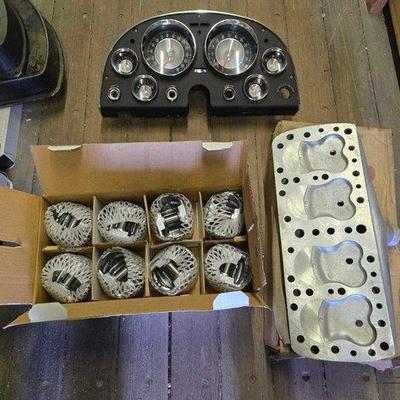 Sale Photo Thumbnail #420: #10202 • Guage Cluster, Pistons and (2) Aluminum Heads
