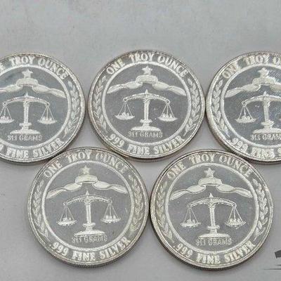 #1152 • (5) .999 1983 Parliament Shield Coins, 1oz
