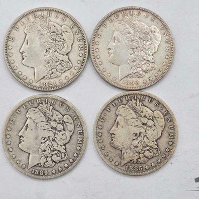 #1343 • (4) Morgan Silver Dollars
