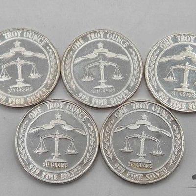 #1132 • (5) .999 1983 Parliament Shield Coins, 1oz
