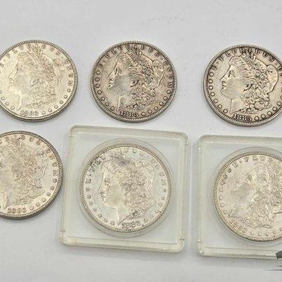 #1354 • (6) 1883 Philadelphia Morgan Silver Dollars
