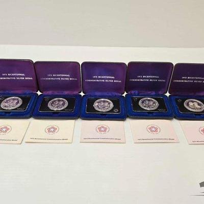 #1650 • (5) 1973 Commemorative Sterling Silver Medals
