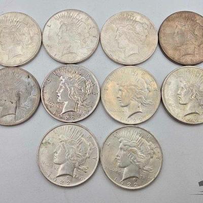 #1405 • (10) 1922&1923 P Mint Silver Peace Dollar
