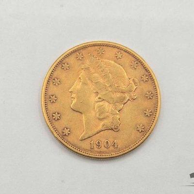 Sale Photo Thumbnail #122: #1006 • 1904 $20 Double Eagle Gold Coin, 1.18oz
