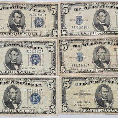 #1230 • (6) $5 Silver Certificate Bills
