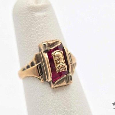 #608 • 10k Gold and Ruby Class Ring, 3.2g
