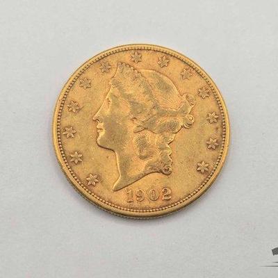 Sale Photo Thumbnail #120: #1002 • 1902 $20 Double Eagle Gold Coin, 1.18oz
