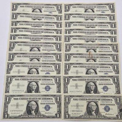 #1246 • (20) 1957 $1 Silver Certificates
