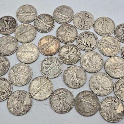 #1516 • (30) Liberty Walking Half Dollars, 371g
