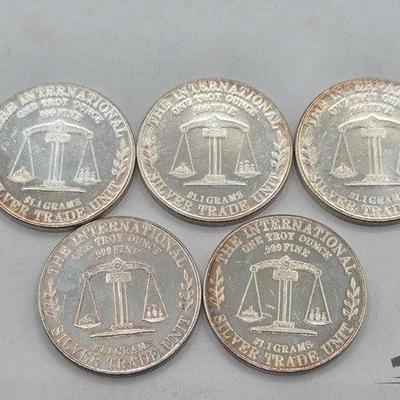 #1144 • (5) .999 1980 USS Constitution Coins, 1oz
