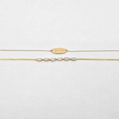 #610 • (2) 10k Gold Bracelet & Gold with Opal Bracelet, 3.1g
