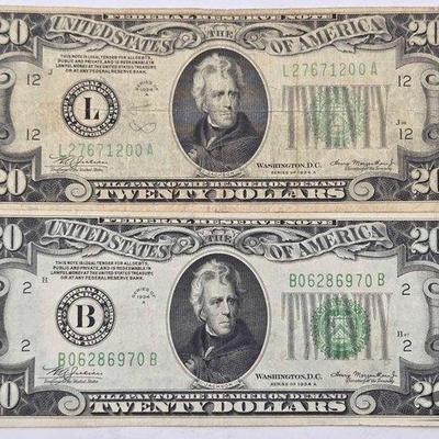 #1221 • (2) 1934 $20 Bills
