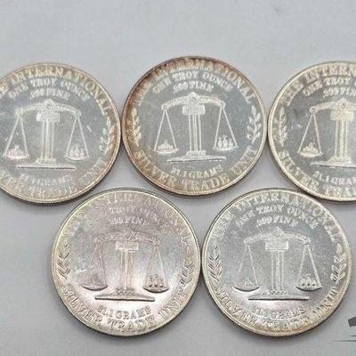 #1154 • (5) .999 1980 USS Constitution Coins, 1oz
