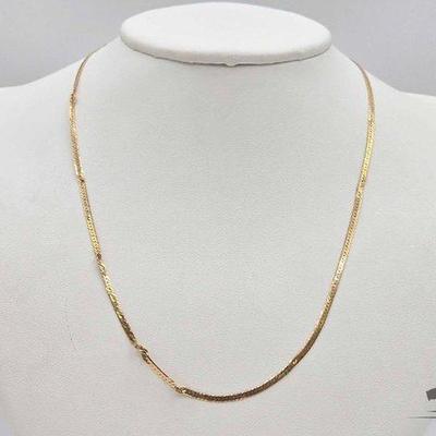 #599 • 14k Gold Herringbone Chain Necklace, 3.2g
