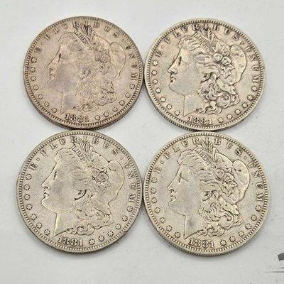 #1312 • (4) 1881 New Orleans Morgan Silver Dollars
