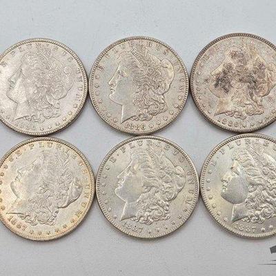 #1360 • (6) 1886-1887 P Mint Morgan Silver Dollars
