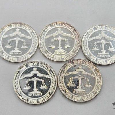 Sale Photo Thumbnail #145: #1106 • (5) .999 1983 Parliament Shield Coins, 1oz
