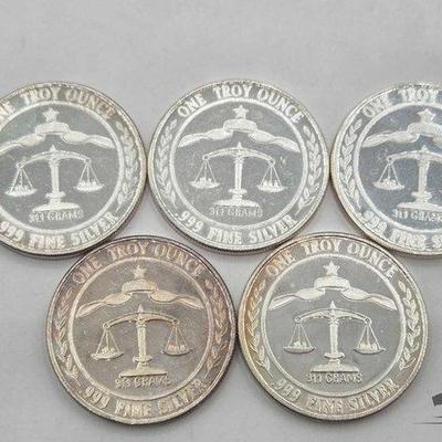 #1122 • (5) .999 1983 Parliament Shield Coins, 1oz
