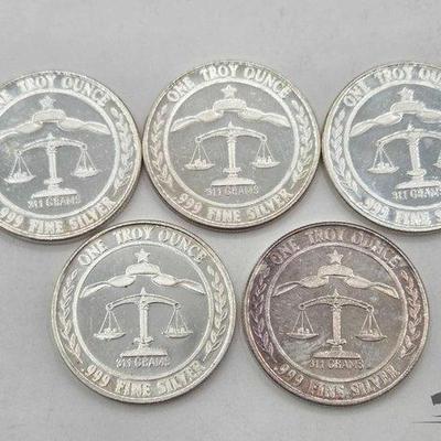 Sale Photo Thumbnail #161: #1138 • (5) .999 1983 Parliament Shield Coins, 1oz
