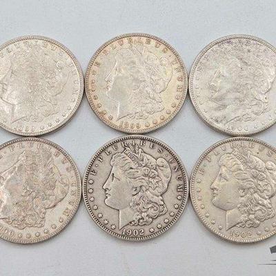 #1370 • (6) 1899-1902 P Mint Morgan Silver Dollars
