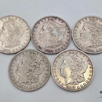 #1386 • (5) San Francisco Mint Morgan Silver Dollars

