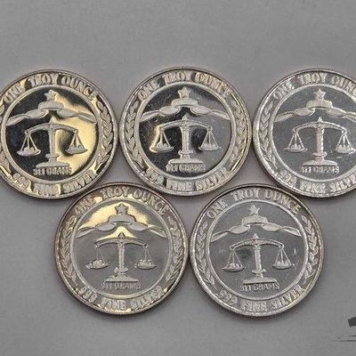Sale Photo Thumbnail #148: #1112 • (5) .999 1983 Parliament Shield Coins, 1oz
