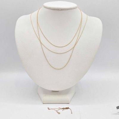 #630 • (4) 10k Gold Dainty Chain Necklaces, 1.9g
