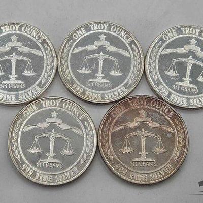 #1136 • (5) .999 1983 Parliament Shield Coins, 1oz
