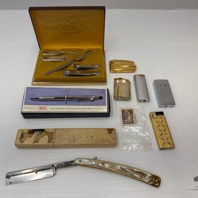 #1936 • Lighters, Straight Razor, Stamps, Pen & Manicure Set
