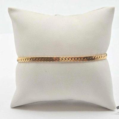 #588 • 14k Gold Herringbone Bracelet, 6.1g
