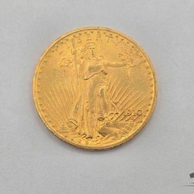 #1010 • 1910 $20 Saint-Gaudens Gold Double Eagle Coin, 1.18oz
