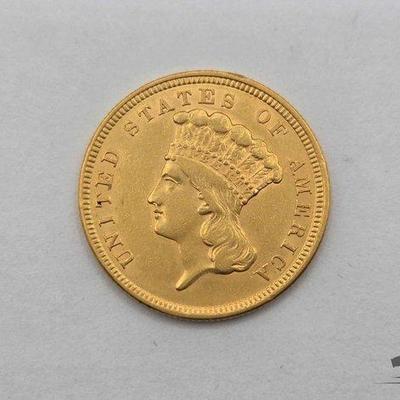 #1022 • 1854 $3 Gold Indian Princess Head Coin, 0.18oz
