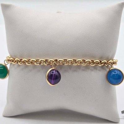 #578 • 14k Gold Bracelet with Semi-Precious Stones, 13.3g
