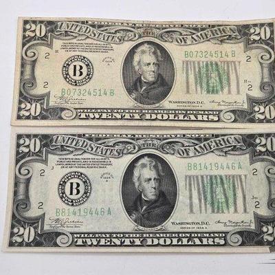 #1212 • (2) Series 1934 $20 Dollar Banknotes
