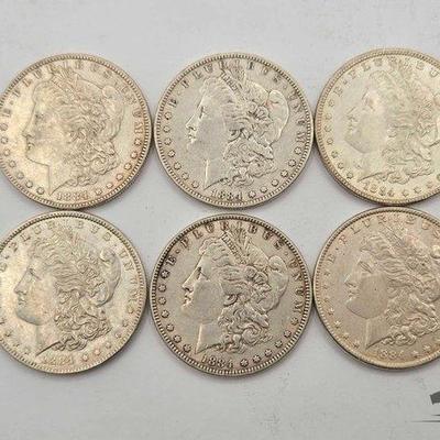 #1356 • (6) 1884 Philadelphia Morgan Silver Dollars
