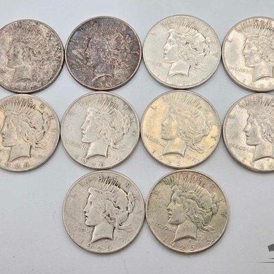 #1413 • (10) 1926 S Mint Silver Peace Dollars
