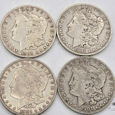 #1344 • (4) 1901 New Orleans Morgan Silver Dollars
