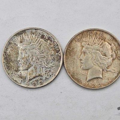 #1414 • (2) 1922 Silver Peace Dollars
