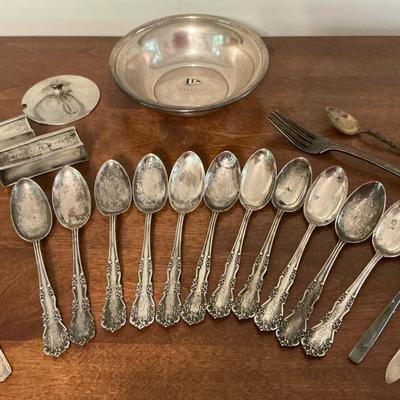 Sterling Silver Bowl And Flatware 