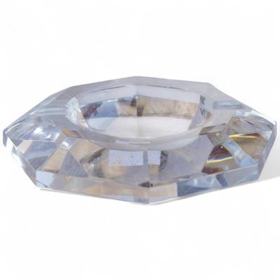 Val St Lambert Faceted Octagonal Crystal Ashtray