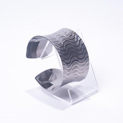 JCM Italy 925 Sterling Silver Cuff Bracelet w/ Waves Design