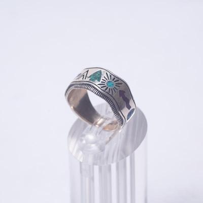 Carolyn Pollack 925 Sterling Silver Crushed Gemstone Inlay Band Ring Size 6.5