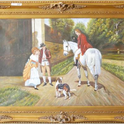 Signed P. Carole 20th-C Oil on Canvas English Scene