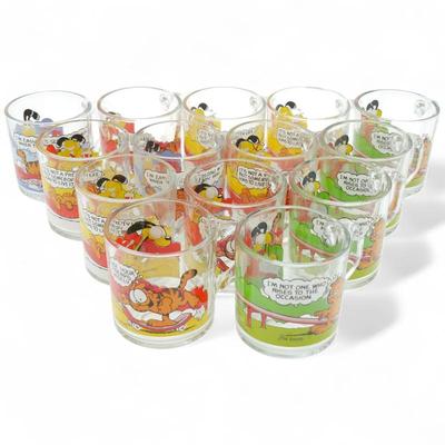 Vintage 1978-80 McDonald's Garfield Collector Glasses (Set of 14)