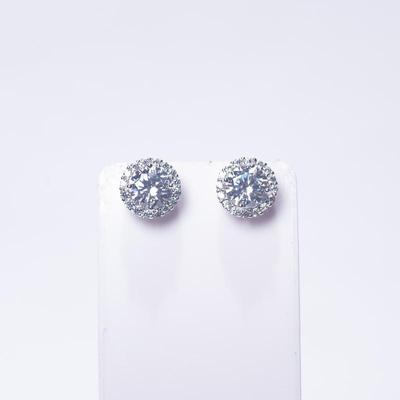 Sterling Silver 925 Stud Earrings with Round Setting