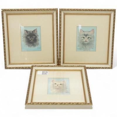 3 Framed Kitten Prints by Florence Kroger